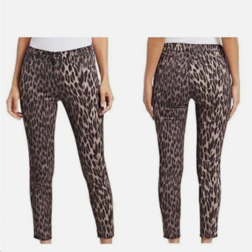 L'AGENCE Margot High Rise Ankle Skinny Leopard Print Jeans Ankle Crop